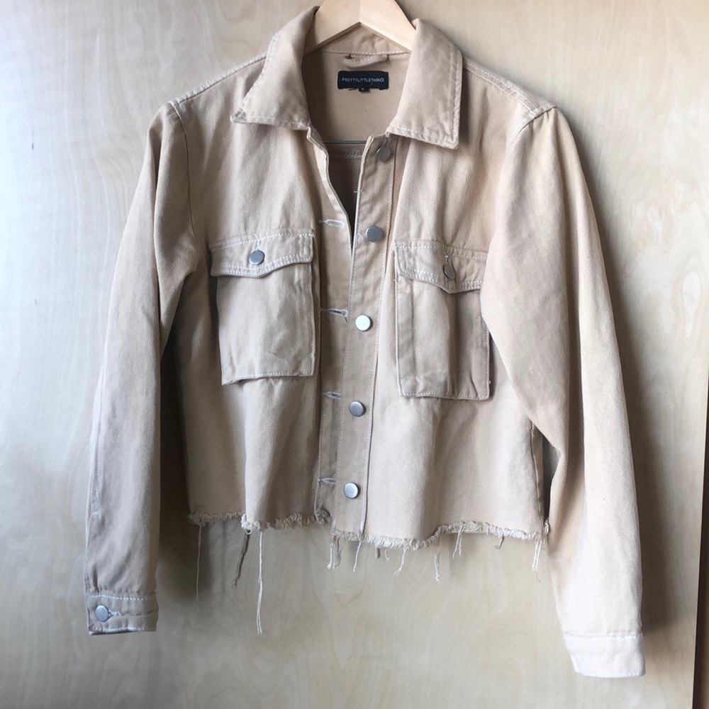 Cropped tan utility jacket